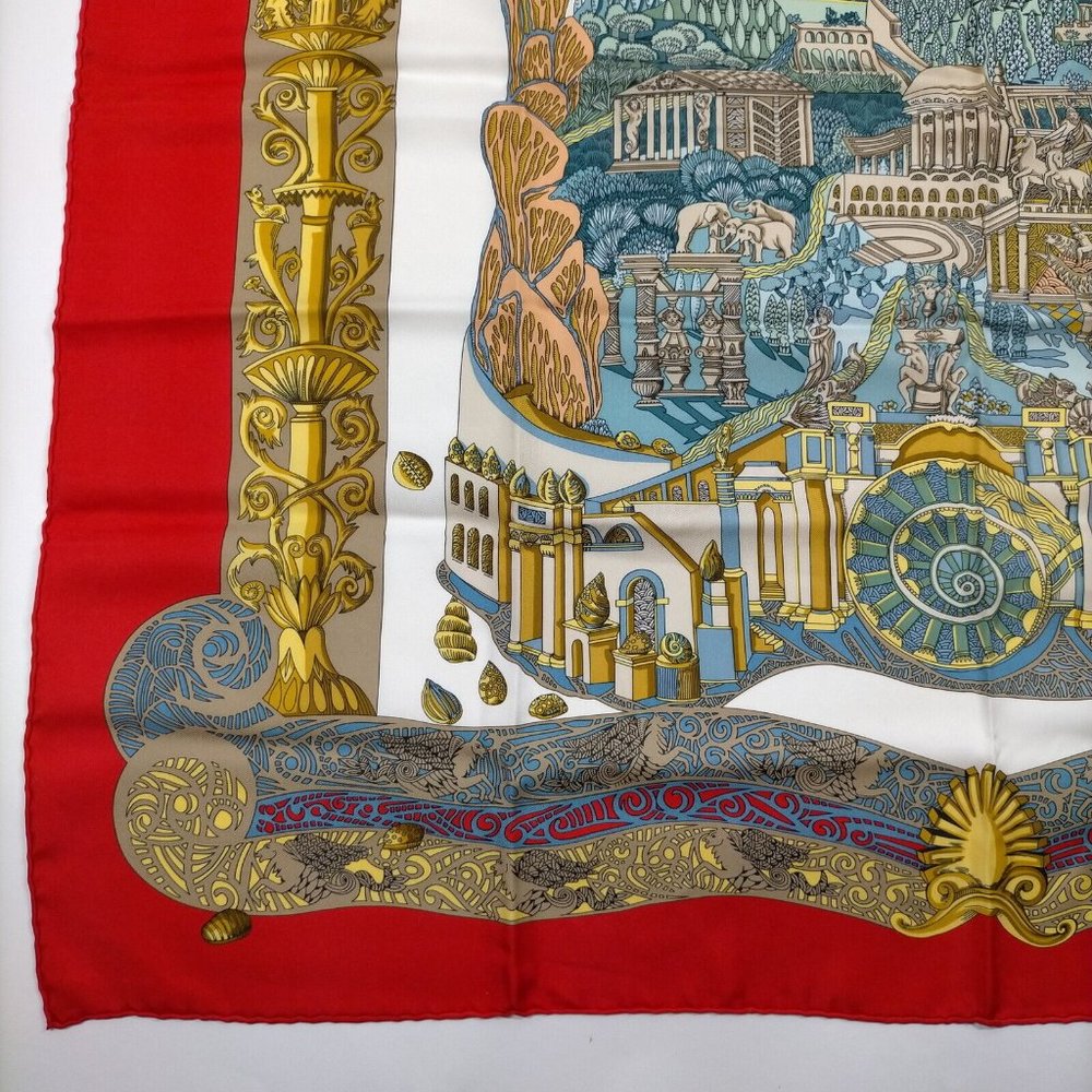 Hermes scarf Carre 90 Reds Silk100% - Picture 5 of 10
